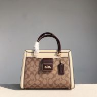 Coach Grace Carryall in Signature Canvas and Snake Leather Khaki/White