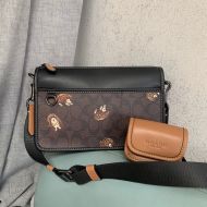 Coach Heritage Convertible Crossbody Bag in Signature Canvas with Creature Print Coffee/Black