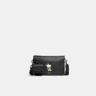 Coach Heritage Convertible Crossbody Bag in Pebble Leather with Peanuts Snoopy Motif Black