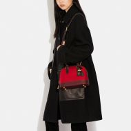 Coach Revel Bag in Colorblock Glovetanned Leather Red/Burgundy