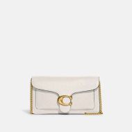 Coach Tabby Chain Clutch in Pebble Leather White