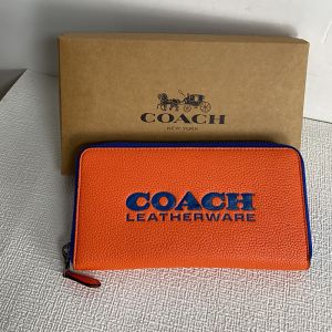 Coach Accordion Wallet in Pebble Leather Orange
