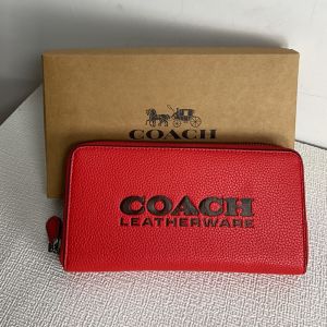 Coach Accordion Wallet in Pebble Leather Red