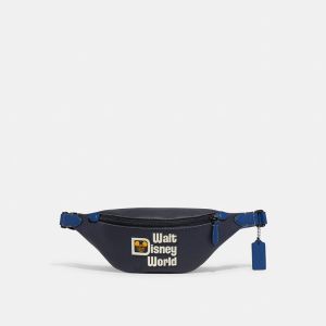 Coach Charter Belt Bag 7 in Pebble Leather with Disney Walt Disney World Motif Navy Blue