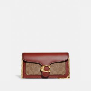 Coach Tabby Chain Clutch in Signature Canvas Brown